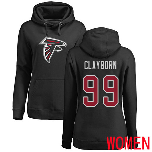 Atlanta Falcons Black Women Adrian Clayborn Name And Number Logo NFL Football 99 Pullover Hoodie Sweatshirts
